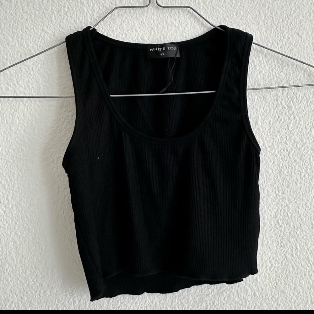White fox black tank top